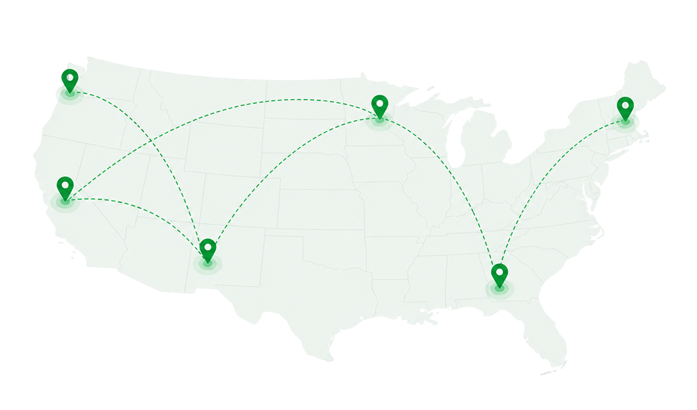 Map of nationwide Covered Connections deployment locations across the United States